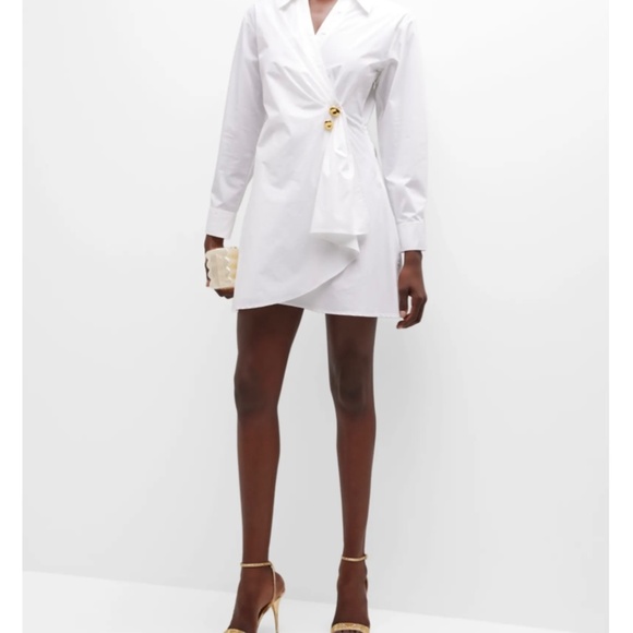 Tanya Taylor Winnie Optical White Long Sleeves Wrap Dress, Size 4 - Picture 9 of 9